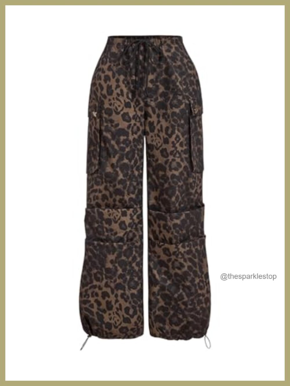 Cheetah Leopard Print Cargo Parachute Pants Baggy Y2k Streetwear Women